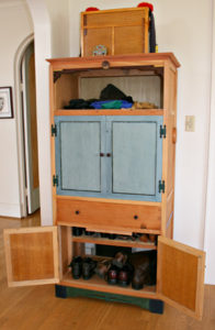 Entry way hutch made from salvaged wood