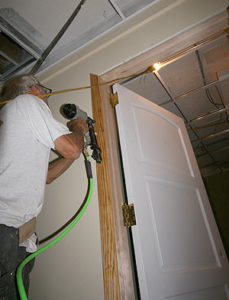 Stephen Frank installs trim in the new Bellingham facility