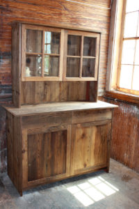 Antique Cabinet in Cedar with upper cabinet made from reclaimed windows