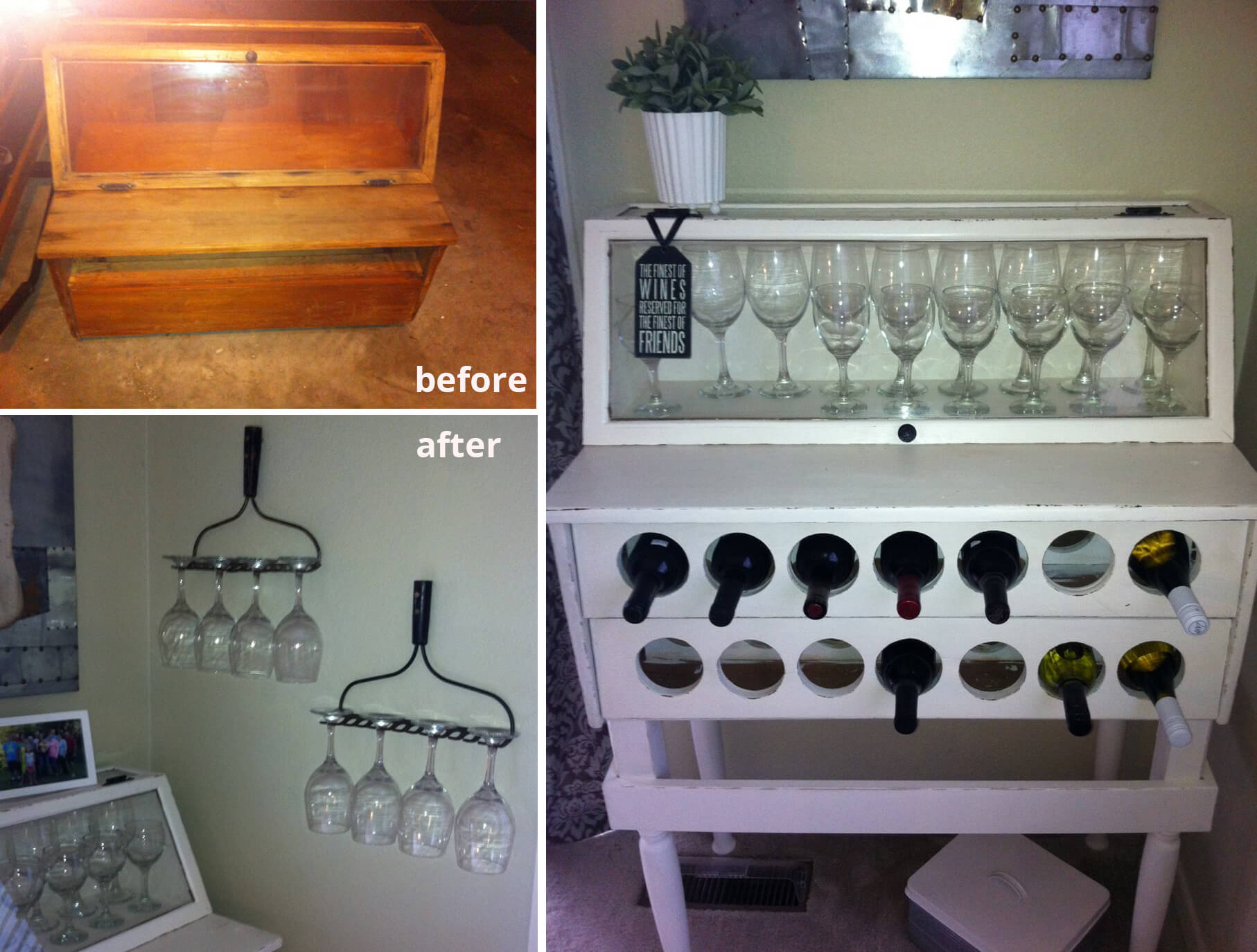 Collage of wine bar made from a display rack