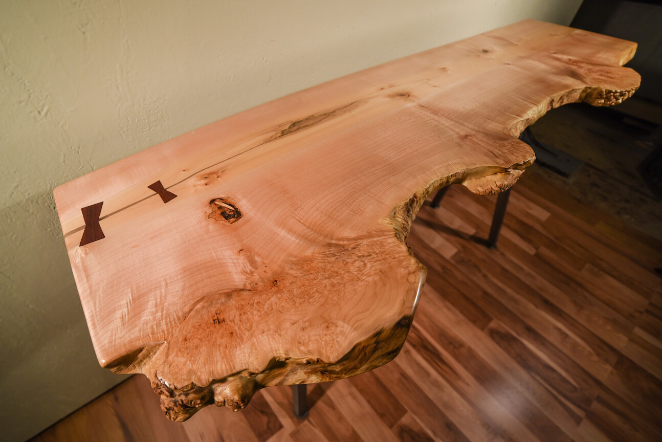 live edge maple side table