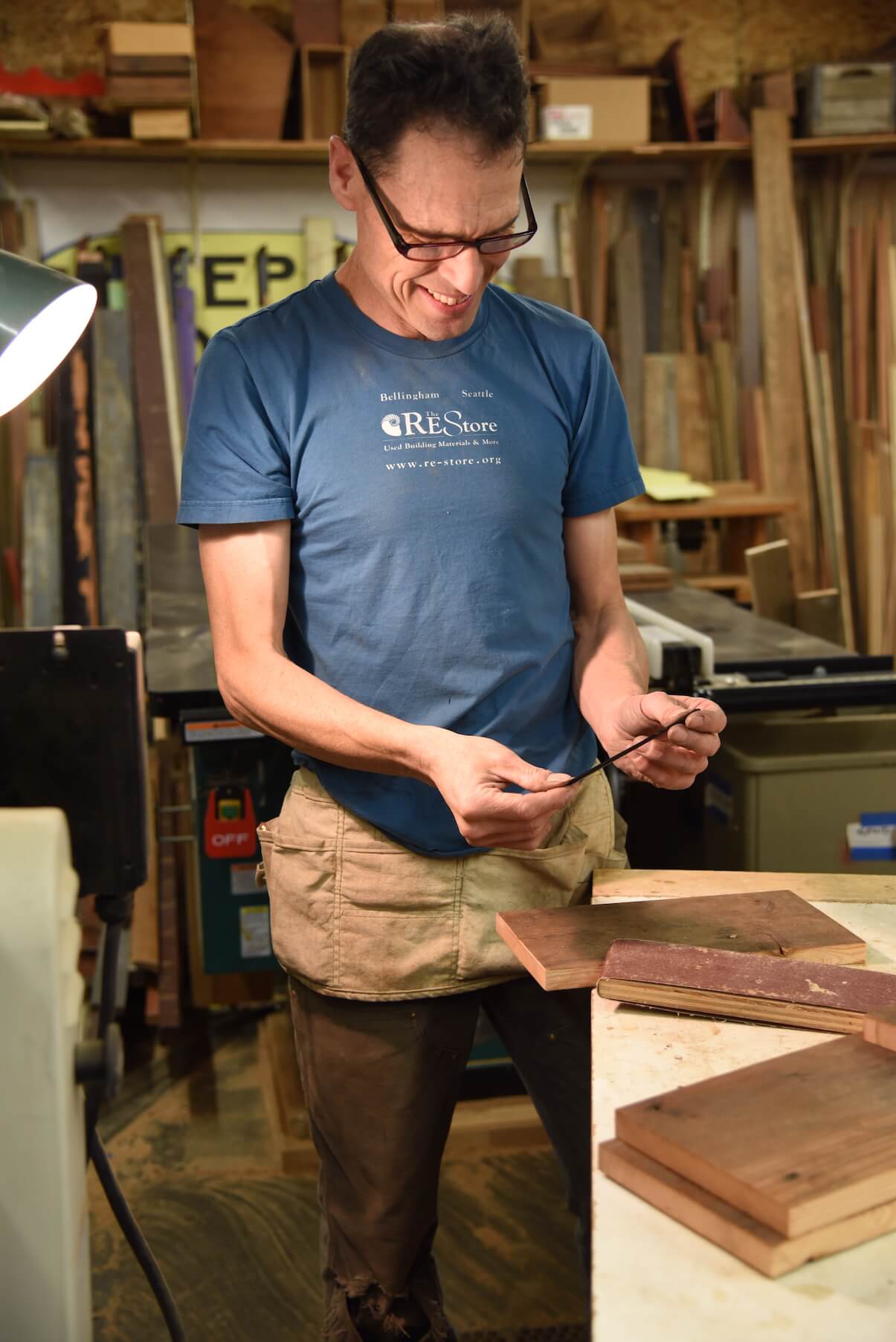 David Spangler, Revision Division builder, working in the woodshop